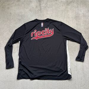 Portland Trailblazers plaid spell out drifit shooting shirt men’s XL